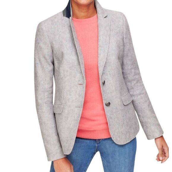 Talbots Blazer Women's 8 Petite Grey Shetland Wool Donegal Herringbone Tailored - Picture 1 of 5